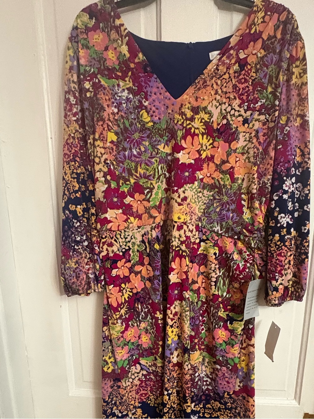 London Times Multicolor Floral V-Neck Midi Dress